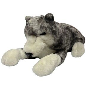 Folkmanis Timber Wolf Husky Dog Puppet Realistic Stuffed Animal Plush 18" Long
